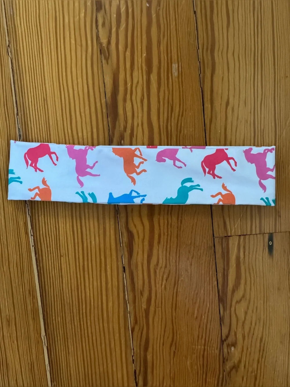Garnet Hill Kids Stretch Headband with Multicolor Horse Print